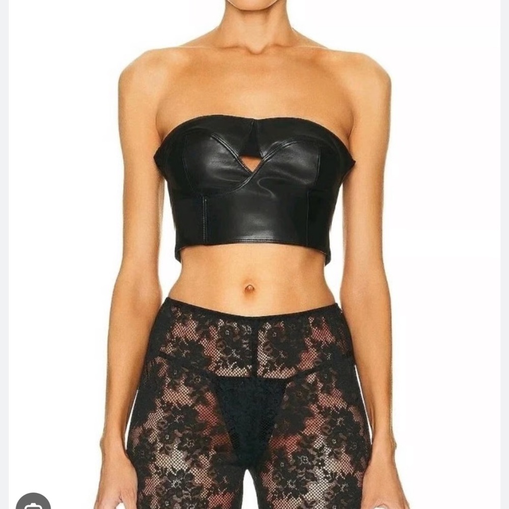 NEW NWT RTA Rangi Genuine Leather Bustier Corset Top Black Size 0